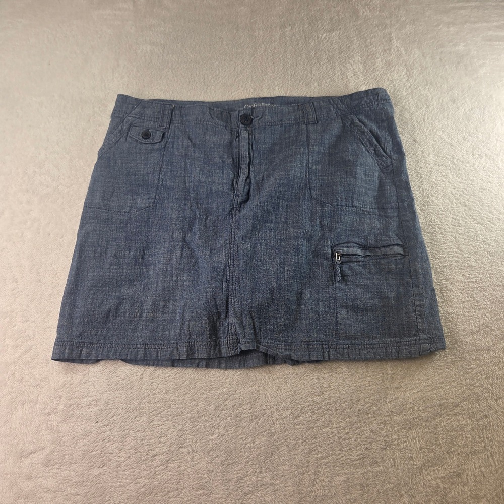 Croft & Barrow Woman Stretch Blue Denim Look Skort Size 16W Multi Pocket Casual